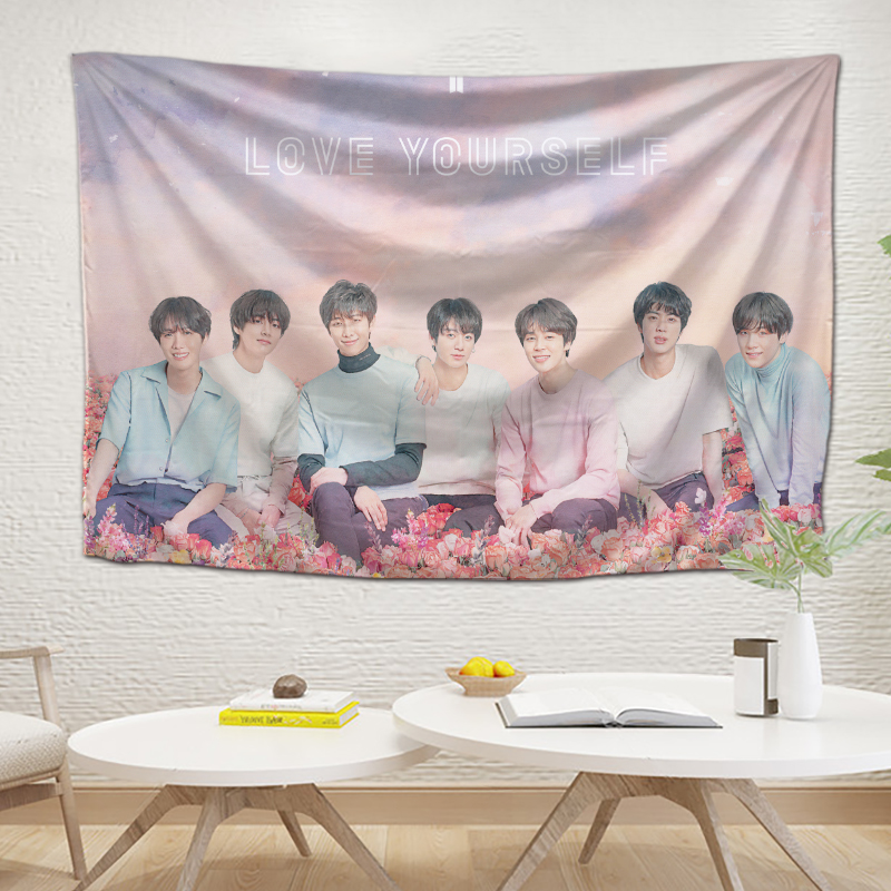 BTS merchandise kpop wall tapestry | BTS merch tapestry for bedroom, home  decor, and gift | 13 different BTS group and solo tapestries (Jungkook, V